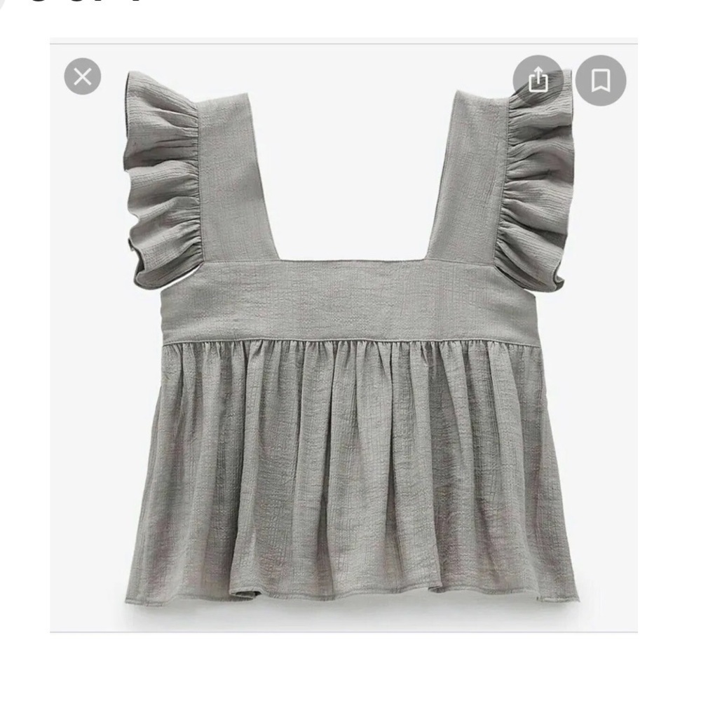 New ZARA NWOT Alexi Ruffle Crinkle Pleat Cropped Blouse - Picture 4 of 11